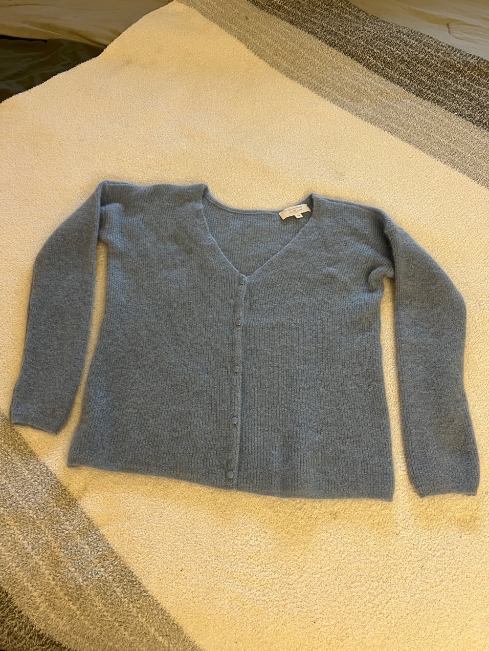 Sézane Blue Super Kid Mohair Baby Alpaca Cardigan XS Made in Italy